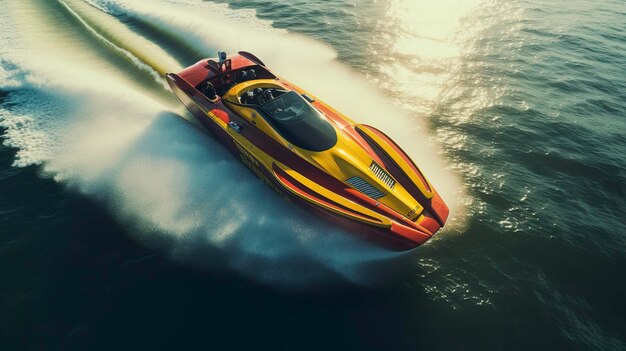 A photo of a highspeed jet boat