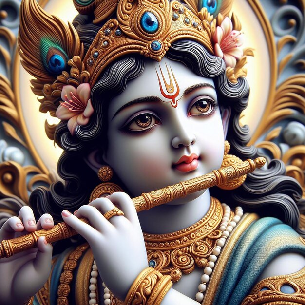 Photo photo hindu god lord krishna celebrated as the festival of janmashtami