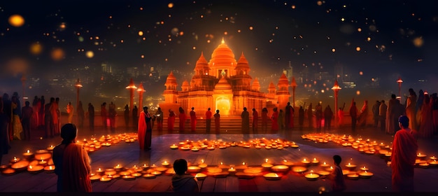 Photo photo hinduism diwali culture celebrating happy diwali or deepavali background generative ai