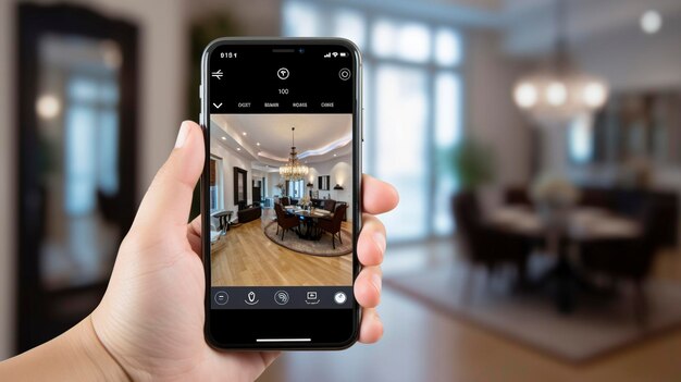Foto una foto di un'app di sistema di sicurezza domestica su uno smartphone