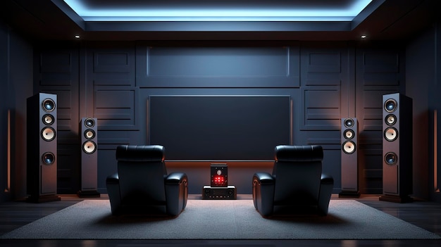 A photo of a home theater system with surround sound