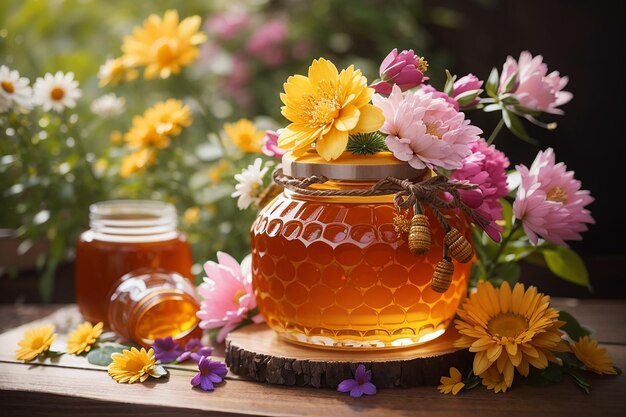 Photo honey and wild flowers