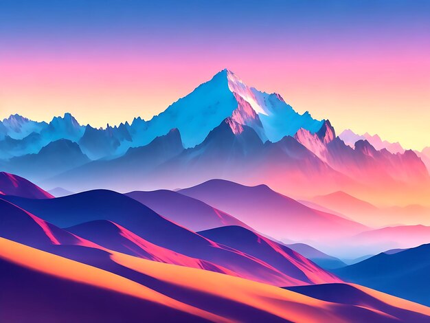 Photo horizon mountains wallpaper landscape illustrations generative ai