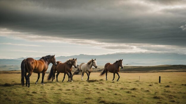 photo horse walking on new zealand grass field