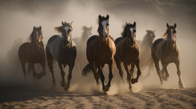 Photo photo of horses running out of sand