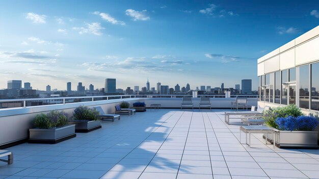 A photo of a hospital rooftop view