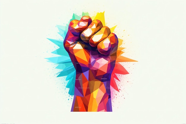 Photo human fist in lgbt rainbow colors illustration