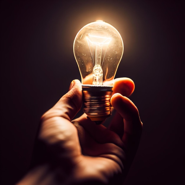 Photo a human hand hold a bulb innovation purpose background