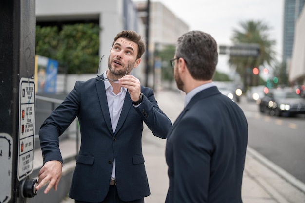 Photo of hurrying businessmen late after break businessmen late have time deadline