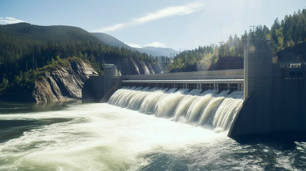 A photo of a hydroelectric dam generating power