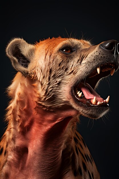 Photo photo of hyena on black background