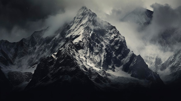 A Photo of a hyper detailed shot of a majestic mountain peak