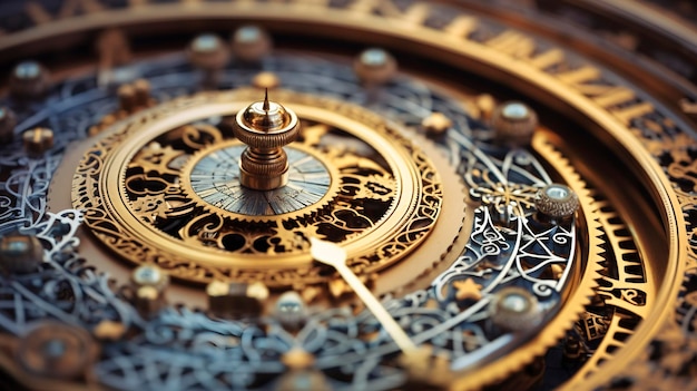 Photo a photo of a hyper detailed shot of a traditional islamic clock or timepiece