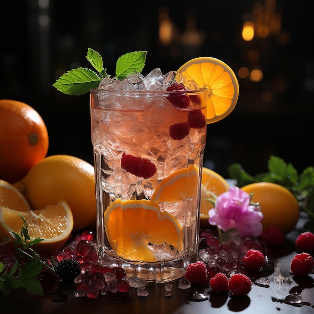 photo ice cold fruit aroma drink glass