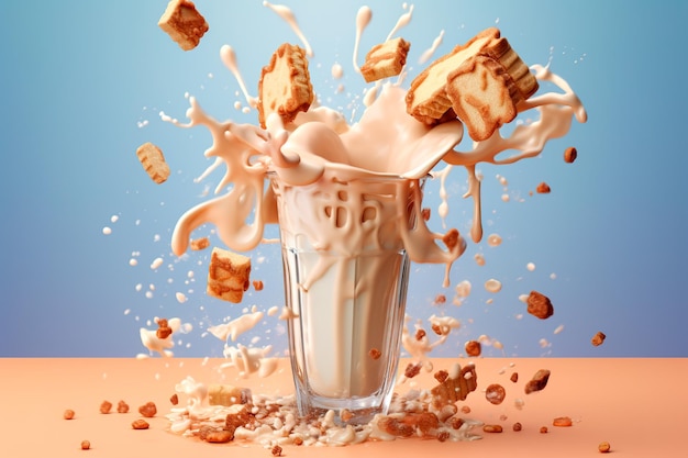 Photo of an ice cream with chocolate splash