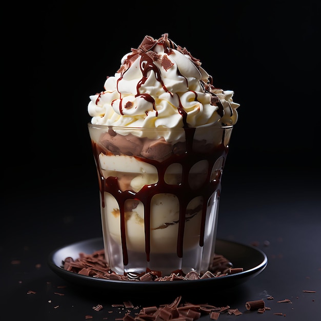 Iced Mocha Chilled Chocolate and Coffee Blend Topped Wiphoto of a Front View Clean BGの写真