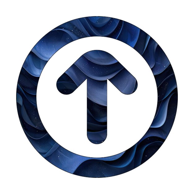 Фото Икона стрелка круг вверх синий градиент фон стиль дизайна