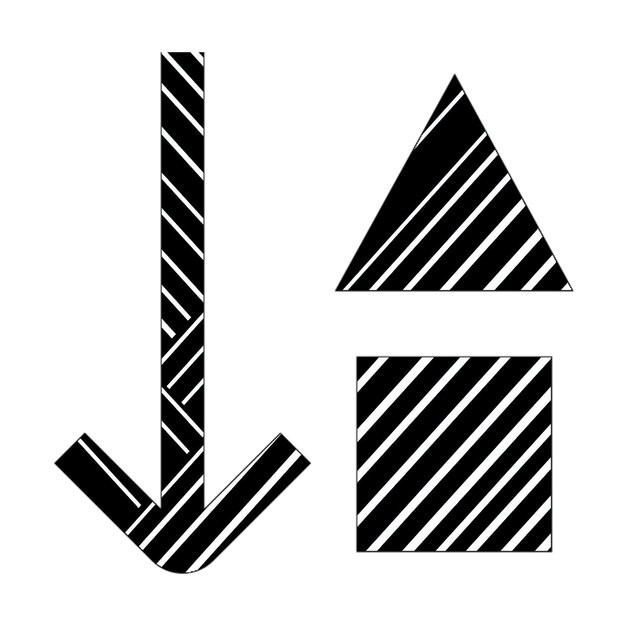 фото иконы стрелка вниз треугольник квадратная икона черная белая диагональная линия