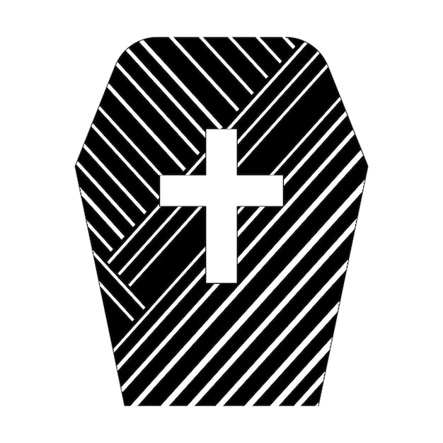 photo icons coffin cross icon black white diagonal lines