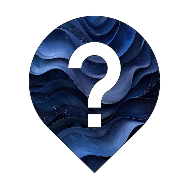 사진 아이콘 지도 마커 질문 파란색 그라디언트 배경 스타일 디자인