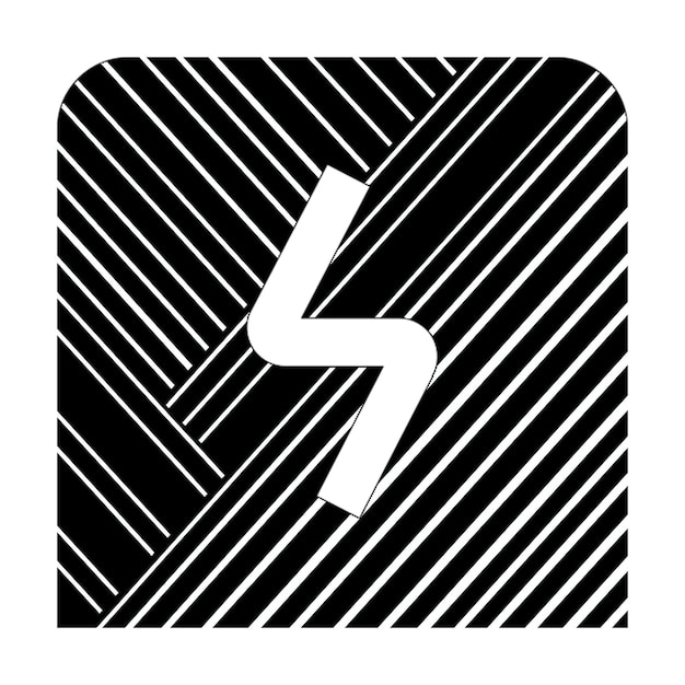 photo icons square bolt icon black white diagonal lines