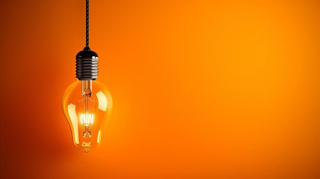 Photo of idea creative background with glowing bulb