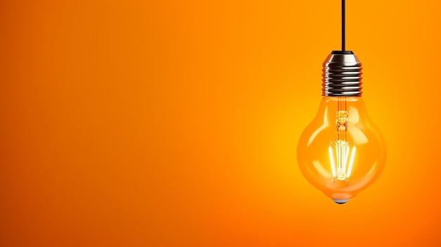 Photo of idea creative background with glowing bulb