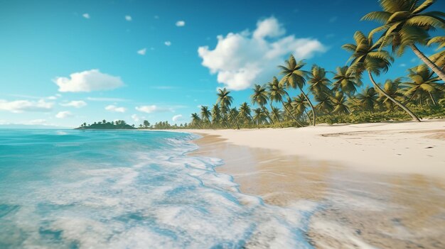 Photo_idyllic_tropical_sand_beach_background Generative AI