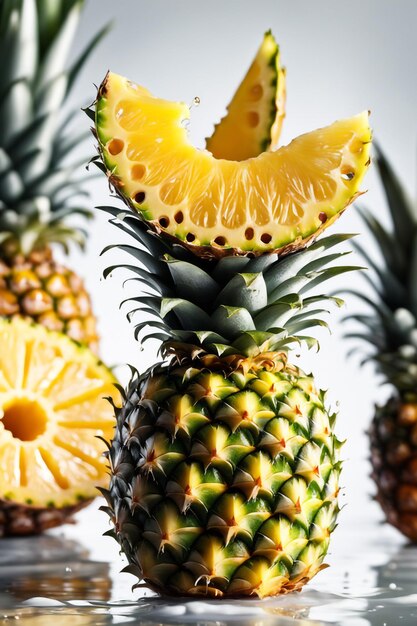 Photo illustation of pineapple with a water splash