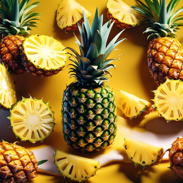 Photo illustation of pineapple with a water splash