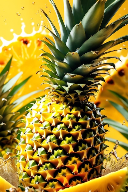 Photo illustation of pineapple with a water splash