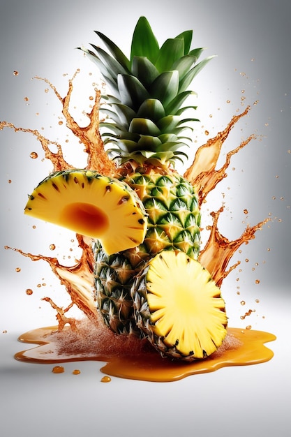 Photo illustation of pineapple with a water splash