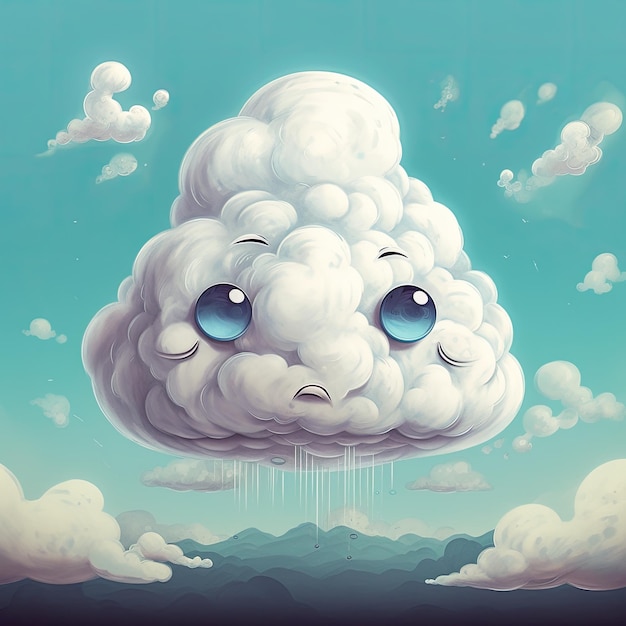 Photo illustration character cloud isolated expression