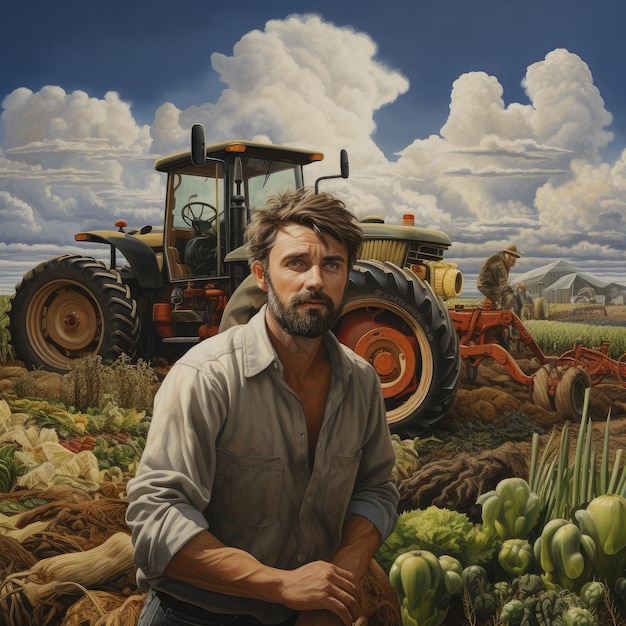 photo illustration farmer in the field