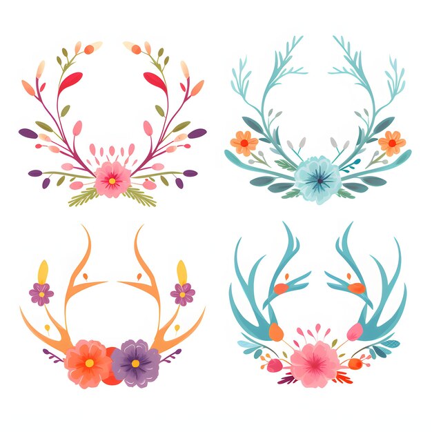 Photo photo illustration floral antlers elements