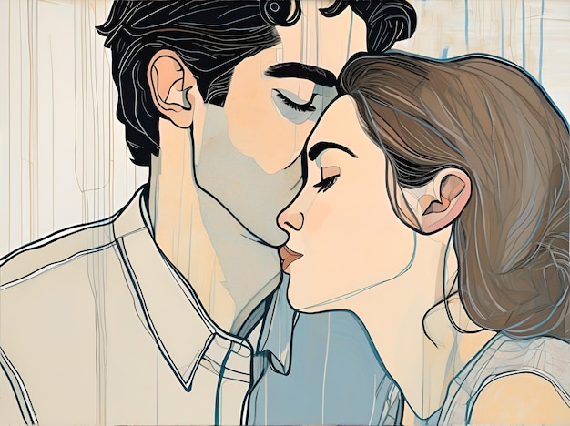 Фото иллюстрации любовника, пара целуется, целуется