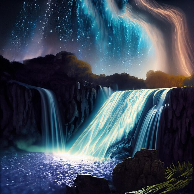 Photo photo an image of a frozen waterfall with angel wings generative ai