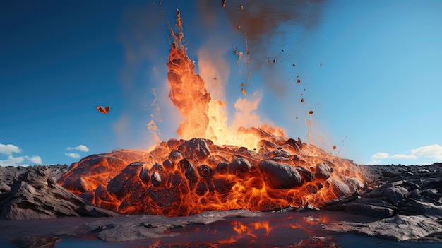 Фотоизображение лавы, подвешенной на покадровой фотографии в эфире, созданной искусственным интеллектом