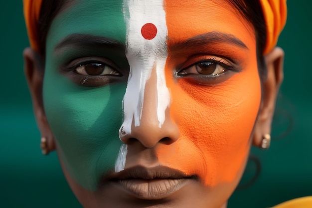 Photo of Indian flaginspired face paint at a carnival