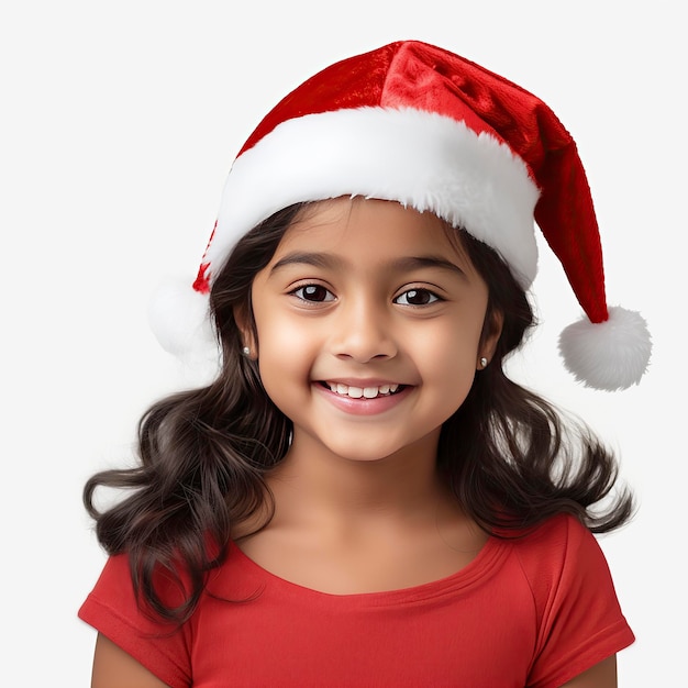 Photo photo of indian girl child wearing christmas santa hat