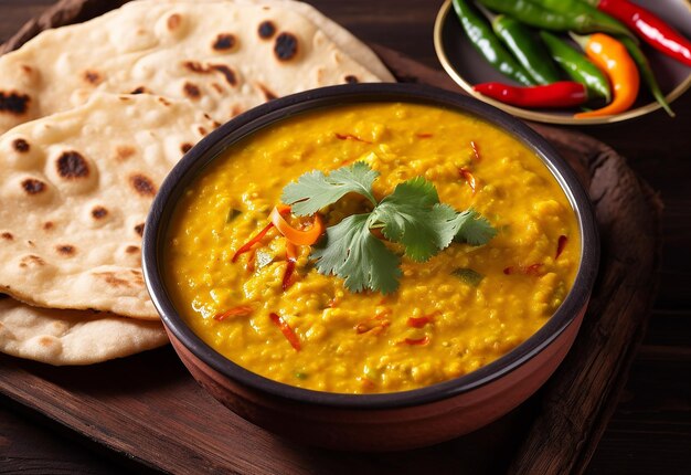 Premium AI Image | Photo of Indian roti food with yummy chicken curry