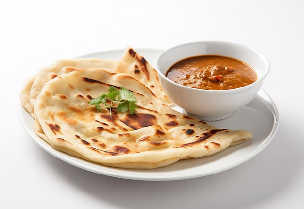 Фотография индийской еды роти с вкусным куриным карри и масала карри