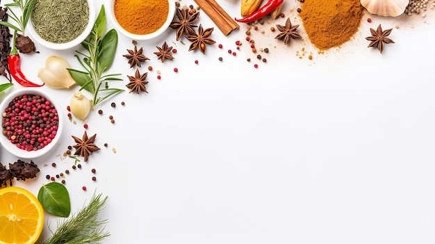 Photo of Indian spices background with copy space