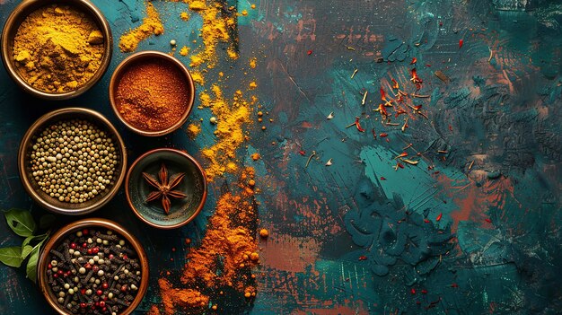 Photo photo of indian spices pot background