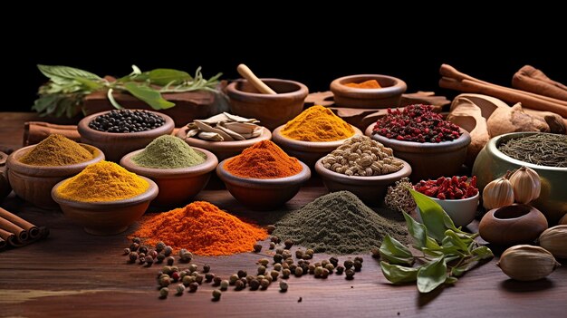 Photo of Indian spices pot background