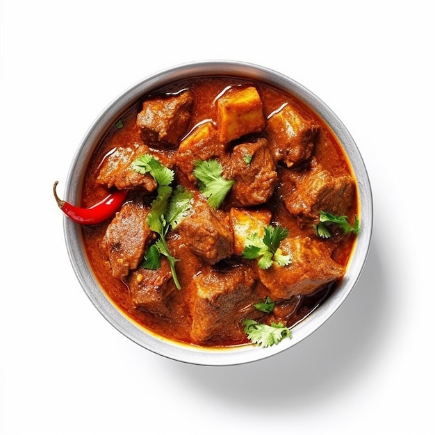 Photo Indian style meat dish or mutton or gosht masala or lamb rogan josh served in a bowl selectiv