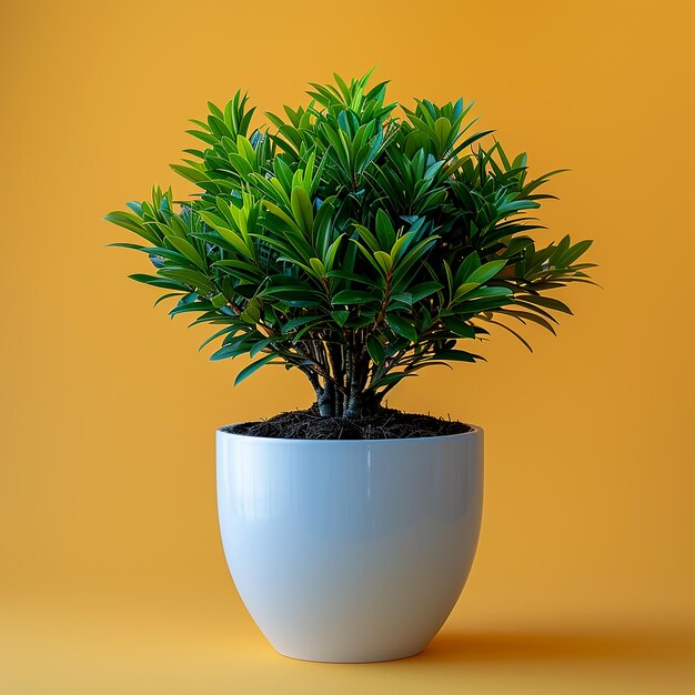 Photo photo of indoor plants norfolk island pine araucaria heterophylla in a white pot on isolated yell