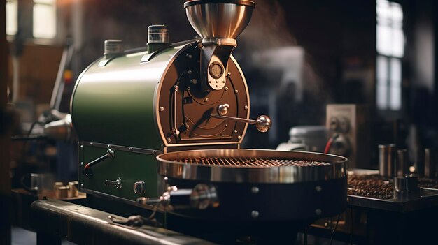 Photo a photo of an industrial coffee roaster with green beans