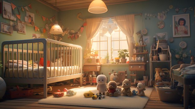A photo of infants in a cozy nursery