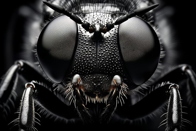 Photo photo of insect eyes in monochrome